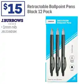 Officeworks Retractable ballpoint pens black offer