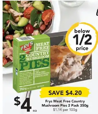 Drakes Frys Meat Free Country Mushroom Pies 2 Pack 350g offer