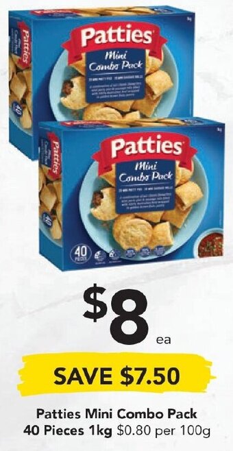 Drakes Patties Mini Combo Pack 40 Pieces 1kg offer