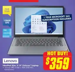 The Good Guys Lenovo ideapad slim celeron laptop offer
