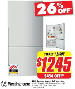 The Good Guys Westinghouse bottom mount refrigerator offer