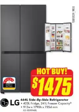The Good Guys Lg side-by-side refrigerator offer