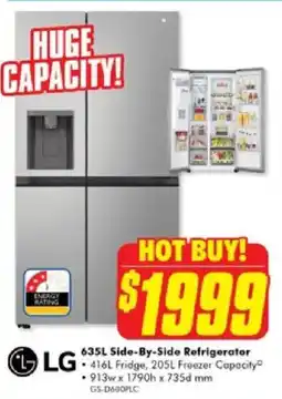 The Good Guys Lg side-by-side refrigerator offer