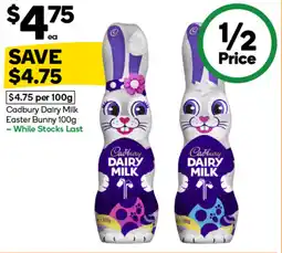 Woolworths cadbury dairy milk easter bunny offer