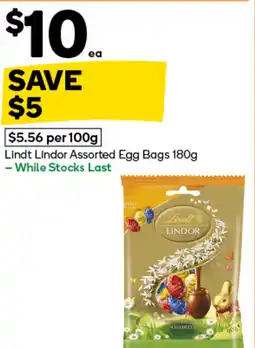 Woolworths Lindt lindor assorted egg bags offer