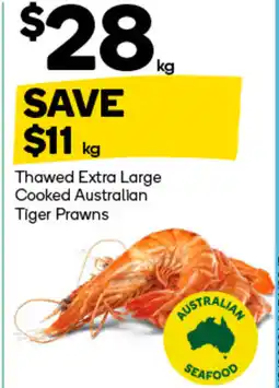 Woolworths Thawed extra large cooked australian tiger prawns offer