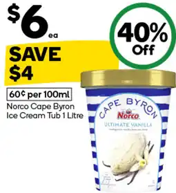 Woolworths Norco cape byron ice cream tub offer