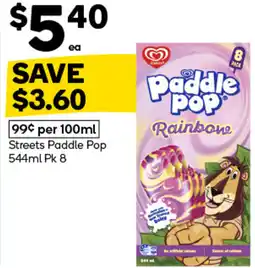Woolworths Streets paddle pop offer