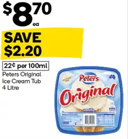 Woolworths peters original ice cream tub offer