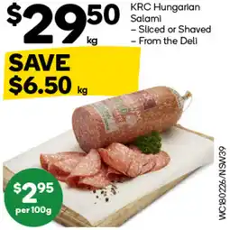 Woolworths Krc hungarian salami offer