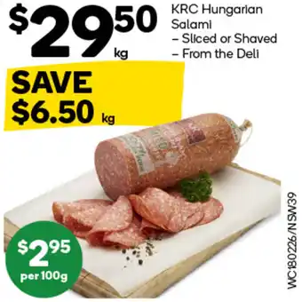 Woolworths Krc hungarian salami offer