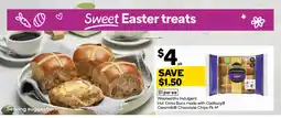 Woolworths Woolworths indulgent hot cross buns made with cadbury caramilk chocolate chips offer