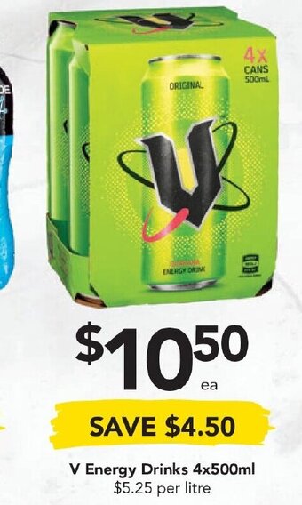 Drakes V Energy Drink 4x500ml offer