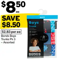 Woolworths Bonds boys trunks offer