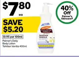 Woolworths Palmer's daily body lotion tahitian vanilla offer