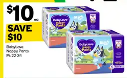 Woolworths Babylove nappy pants offer