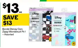 Woolworths Bonds disney cars zippy wondersuit offer