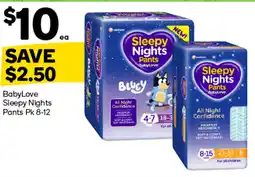 Woolworths Babylove sleepy nights pants offer