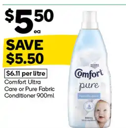 Woolworths Comfort ultra care or pure fabric conditioner offer