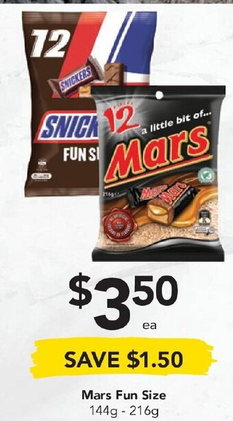 Mars Fun Size 144g - 216g