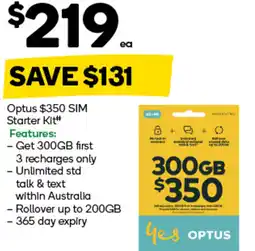 Woolworths Optus $350 sim starter kit offer