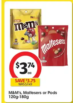 Coles M&m's, maltesers or pods offer