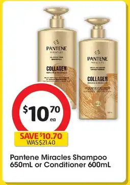 Coles Pantene miracles shampoo or conditioner offer