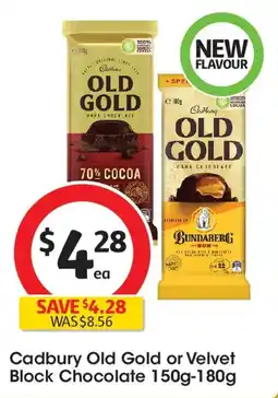 Coles Cadbury old gold or velvet block chocolate offer