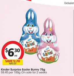 Coles Kinder surprise easter bunny offer