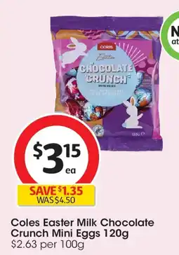 Coles Coles easter milk chocolate crunch mini eggs offer