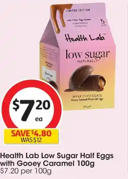 Coles Health lab low sugar half eggs with gooey caramel offer