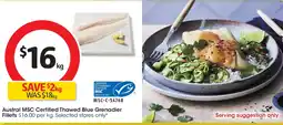 Coles Austral msc certified thawed blue grenadier fillets offer