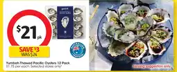 Coles Yumbah thawed pacific oysters offer