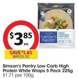Coles Simson's pantry low carb high protein white wraps offer