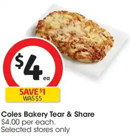 Coles Coles bakery tear & share offer