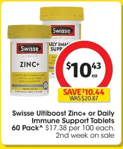 Coles Swisse ultiboost zinc+ or daily immune support tablets offer