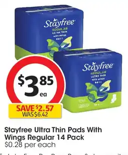 Coles Stayfree ultra thin pads with wings regular offer