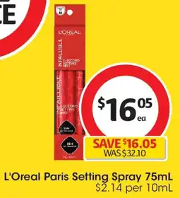 Coles L'oreal paris setting spray offer