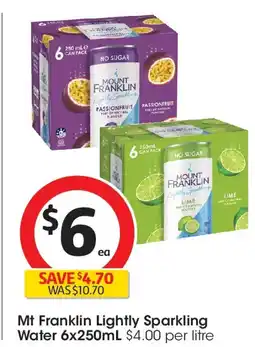 Coles Mt franklin lightly sparkling water offer