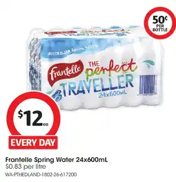 Coles Frantelle spring water offer