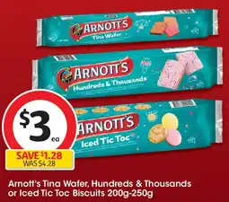 Coles Arnott's tina wafer, hundreds & thousands or iced tic toc biscuits offer