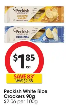 Coles Peckish white rice crackers offer