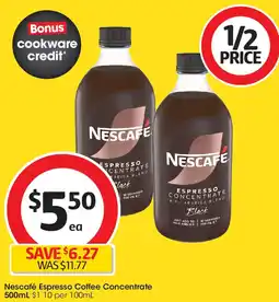 Coles Nescafé espresso coffee concentrate offer