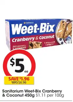 Coles Sanitarium weet-bix cranberry & coconut offer