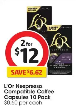 Coles L'or nespresso compatible coffee capsules offer