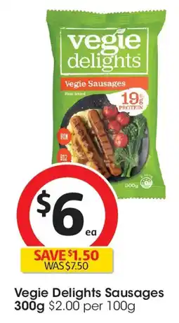 Coles Vegie delights sausages offer