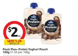 Coles Pauls plus+ protein yoghurt pouch offer