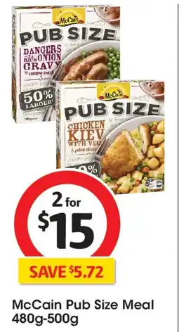 Coles Mccain pub size meal offer