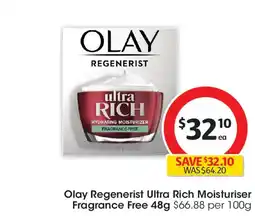 Coles Olay regenerist ultra rich moisturiser fragrance free offer