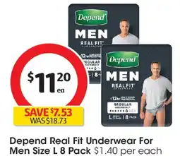 Coles Depend real fit underwear for men offer